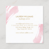 抽象芸術パステルピンク水彩ブラシストローク スクエア名刺 (裏面)