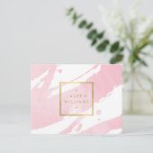 抽象芸術パステルピンク水彩ブラシストローク ポストカード (スタンド正面)