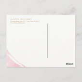 抽象芸術パステルピンク水彩ブラシストローク ポストカード (裏面)