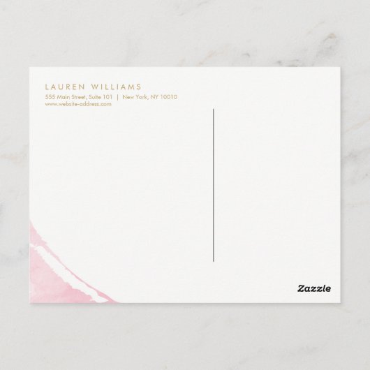 抽象芸術パステルピンク水彩ブラシストローク ポストカード (裏面)
