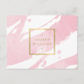 抽象芸術パステルピンク水彩ブラシストローク ポストカード (正面)