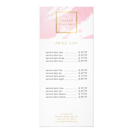 抽象芸術パステルピンク水彩ブラシストローク ラックカード (正面)