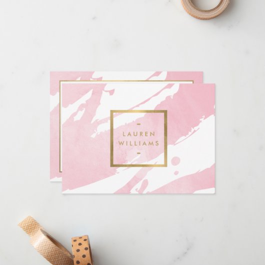 抽象芸術パステルピンク筆跡ギフト券 ノートカード (正面/裏面インサイチュ)