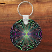 抽象芸術パステルフラクタルくもの巣キーチェーン キーホルダー (正面)