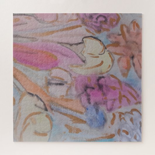 抽象芸術パステルフローラジグソーパズル ジグソーパズル (横)