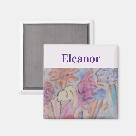 抽象芸術パステルフローラパーソナライズされた磁石 マグネット (正面/裏面)