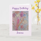 抽象芸術パステルフローラ誕生日カード カード (黄色い花)