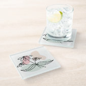 抽象芸術パステルフローラ ガラスコースター (アングル)