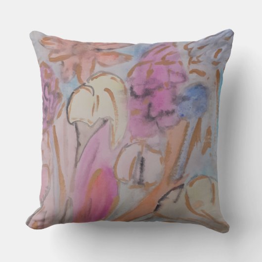 抽象芸術パステルフローラ クッション (正面)