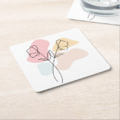 抽象芸術パステルフローラ スクエアペーパーコースター (アングル)