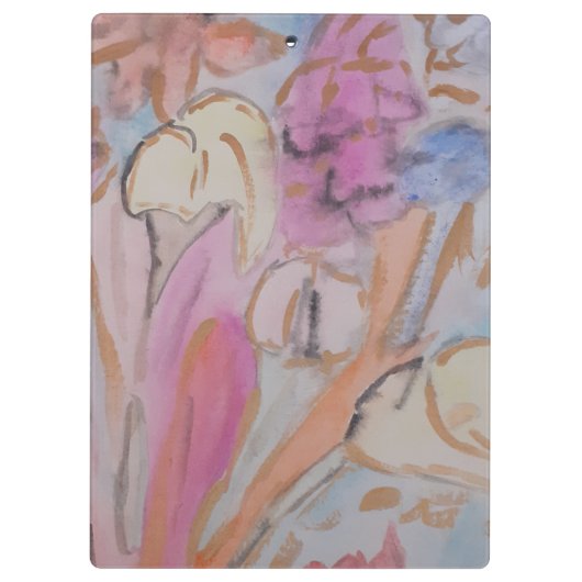 抽象芸術パステルフローラ パーソナライズされた クリップボード (裏面)