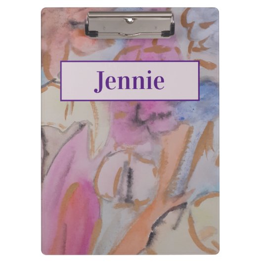 抽象芸術パステルフローラ パーソナライズされた クリップボード (正面)