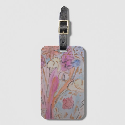 抽象芸術パステルフローラ ラゲッジタグ (正面縦)
