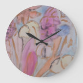 抽象芸術パステルフローラ ラージ壁時計 (正面)