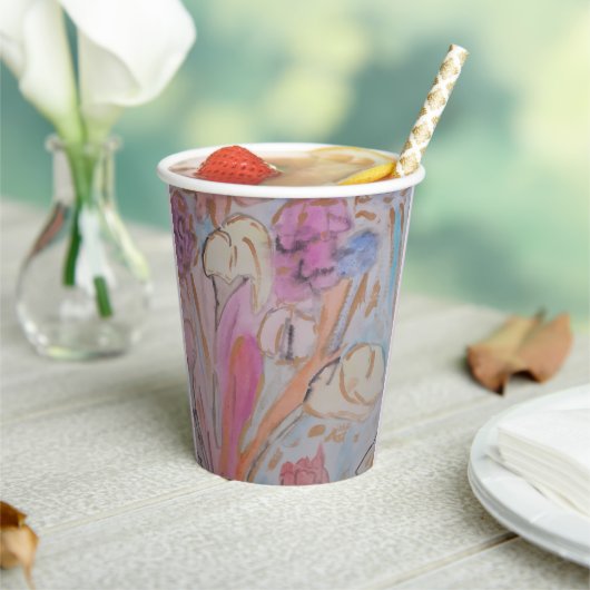 抽象芸術パステルフローラ 紙コップ (インサイチュ)