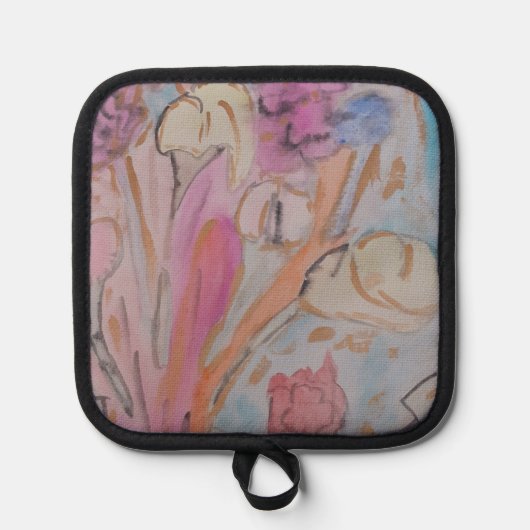 抽象芸術パステルフローラ 鍋敷き (正面)