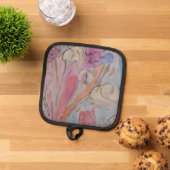 抽象芸術パステルフローラ 鍋敷き (トップダウン)