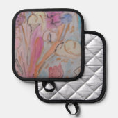 抽象芸術パステルフローラ 鍋敷き (正面/裏面)