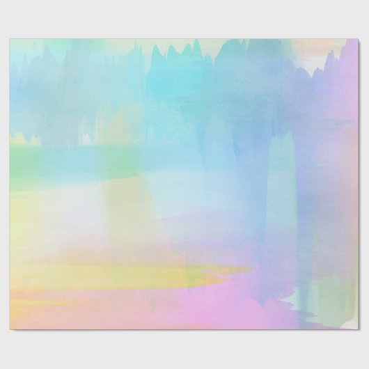 抽象芸術パステルブルーピンクイエローウォーター色 ラッピングペーパー (フラット)