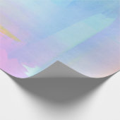 抽象芸術パステルブルーピンクイエローウォーター色 ラッピングペーパー (角)