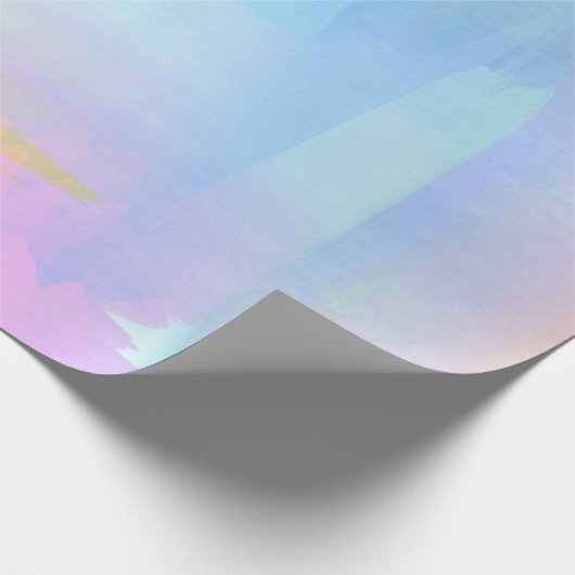 抽象芸術パステルブルーピンクイエローウォーター色 ラッピングペーパー (角)