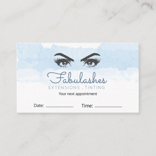 抽象芸術パステルブルーメイクアップアーティストアイドラッシュ 予約カード (正面)