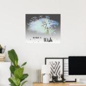 *~*抽象芸術パステルブルーDANDELIONウィッシュを作る ポスター (ホームオフィス)