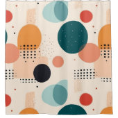 抽象芸術パステルベージュ赤い緑の点 シャワーカーテン (正面)