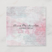 抽象芸術パステルミックスメディアコラージュ スクエア名刺 (正面)