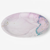 抽象芸術パステルモダンパープルブルーティール(緑がかった色)ウォーターカラー ペーパープレート (アングル)