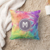 抽象芸術パステルレインボーおもしろいろうけつ染め絞り染めモノグラム クッション (ブランケット)