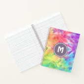 抽象芸術パステルレインボーおもしろいろうけつ染め絞り染めモノグラム ノートブック (内部)