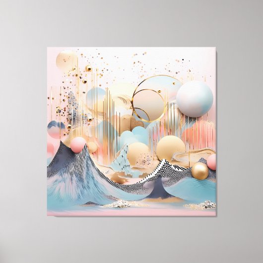 抽象芸術パステル幾何学デザイン キャンバスプリント (正面)