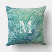 抽象芸術パステル海ウェーブズモノグラム クッション (裏面)