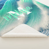 抽象芸術パステル海 モノグラムの波 シェルパブランケット (3/4)