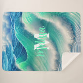 抽象芸術パステル海 モノグラムの波 シェルパブランケット (正面(横))