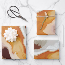 抽象芸術パステル絵を描キツネテール版 ラッピングペーパーシート