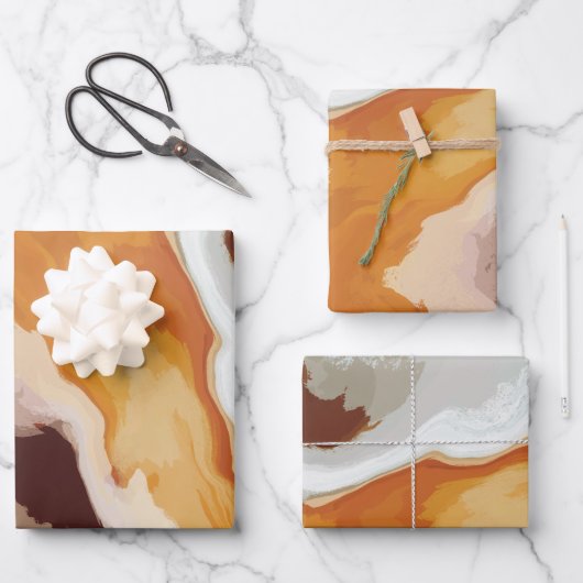 抽象芸術パステル絵を描キツネテール版 ラッピングペーパーシート (正面)