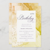 抽象芸術パステル自然ライムグリーンエイジ誕生日 招待状 (正面/裏面)