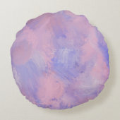 抽象芸術パステル赤面ピンクアンドブルー ラウンドクッション (裏面)
