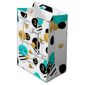 抽象芸術パターパーソナライズされたン名キッズ誕生日 ミディアムペーパーバッグ (正面アングル)