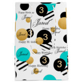 抽象芸術パターパーソナライズされたン名キッズ誕生日 ミディアムペーパーバッグ (裏面)