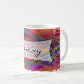 抽象芸術パターンとテキスト コーヒーマグカップ (正面右)