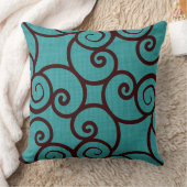 抽象芸術パターンのティール（緑がかった色）の茶色のティール（緑がかった色）パターン クッション (ブランケット)