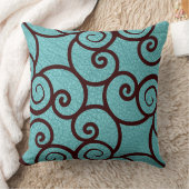 抽象芸術パターンのティール(緑がかった色)の茶色のティール(緑がかった色)パターン クッション (ブランケット)