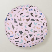 抽象芸術パターンのピンクの背景Terazzoモザイク ラウンドクッション (裏面)