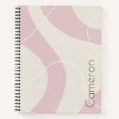 抽象芸術パターンアイボリー赤面ピンク名前をカスタムする ノートブック (正面)