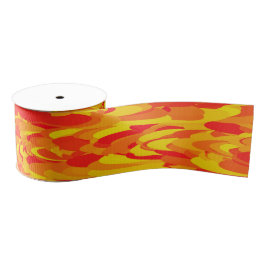 抽象芸術パターンオレンジ色の赤（黄） グログランリボン