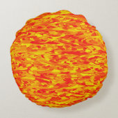 抽象芸術パターンオレンジ色の赤（黄） ラウンドクッション (裏面)