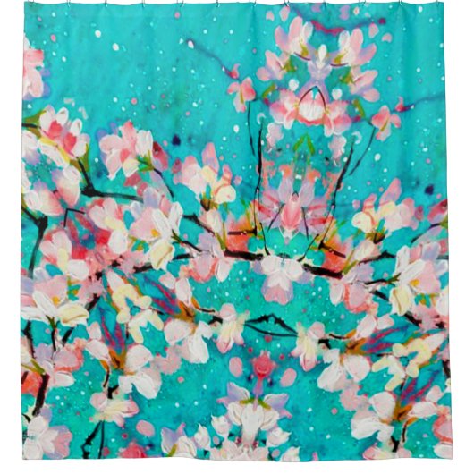 抽象芸術パターンカラフル背景 シャワーカーテン (正面)